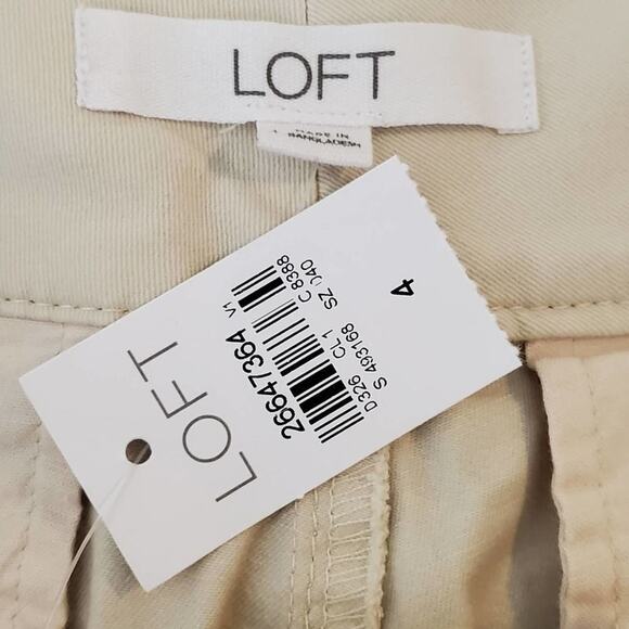 Loft Womens Chino Bermuda Shorts Beige Casual Everyday Mid Length Size 4 New - Picture 4 of 8